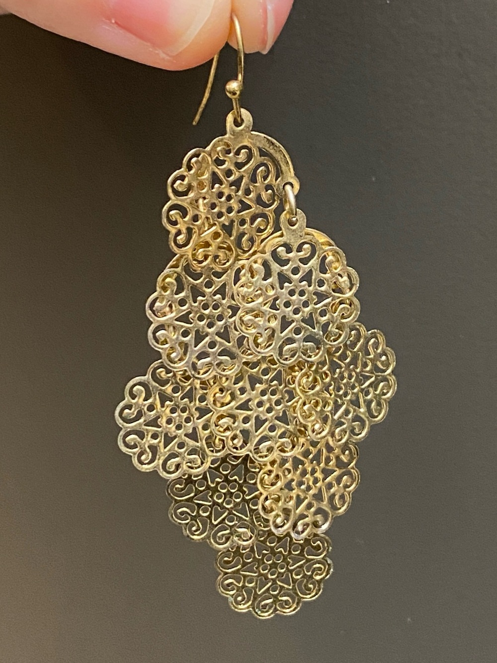 Vintage Gold Filigree Cluster Drop Earrings